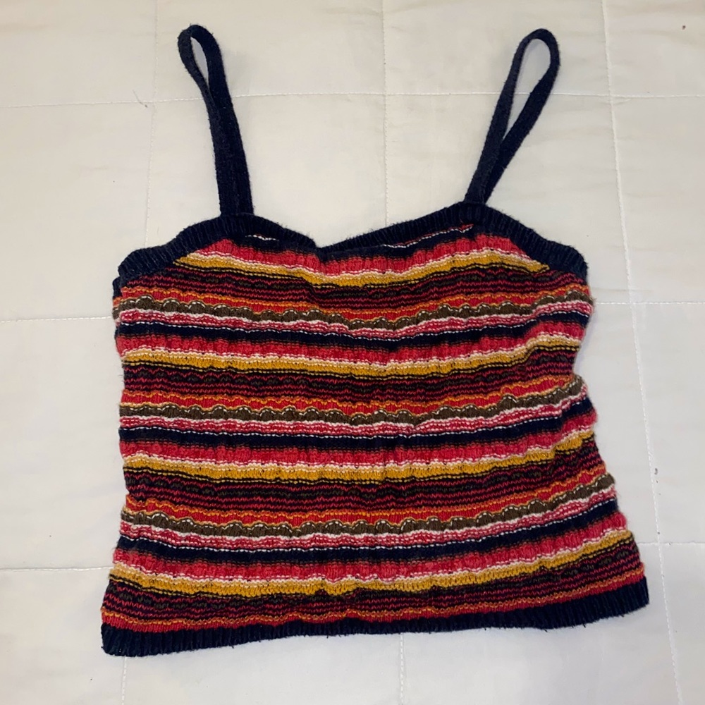 Knitted Multi-Color Crop Tank Top